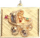Baby Carriage in Frame, 14K Gold Charm