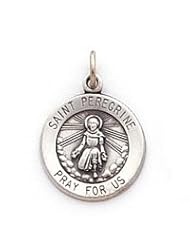 Saint Peregrine,sterling Silver.20" Steel Necklace Chain