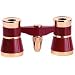 Adorama 3 x 25 Opera Glass Binocular with Red Reading Light, Burgundy with Gold Trim