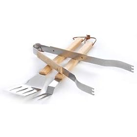 Charcoal Companion Oval Pro Chef Oak Handle Fork from Barbecue Tools