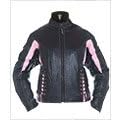 Womens Leather Motorcycle Jacket LJ266Pink