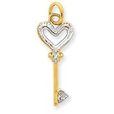 14k Two-Tone Heart Key Charm