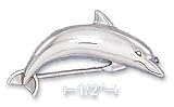 Sterling Silver 20x40mm Wide High Polish Jumping Dolphin Pin