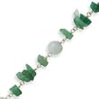 Sterling Silver Aventurine/Green Jade & Marcasite Antiqued Bracelet - 8 Inch