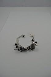Bracelet,clasp, murano, beads and charms BLUE