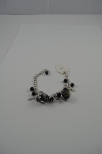 Bracelet clasp murano beads charms BLACK