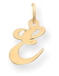 14k Yellow Gold Small Fancy Script Initial E Charm. Gold Wt- 0.34g.