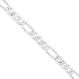 Sterling Silver 9.5mm Pave Flat Figaro Chain QFF250-8