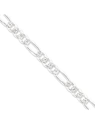 Sterling Silver 9.5mm Pave Flat Figaro Chain QFF250-8"
