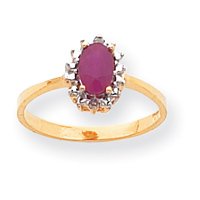 Genuine IceCarats Designer Jewelry Gift 14K .02Ct Diamond & Ruby Birthstone Ring Size 6.00