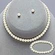 Childrens Girls Jewelry 3pc Pearl Set Bracelet, Necklace & Earrings for Girls. Perfect for Christmas, First Communion, Easter, Graduation, Sunday Dress, Christening or Birthday.