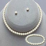 Childrens Girls Jewelry 3pc Pearl Set Bracelet, Necklace & Earrings for Girls
