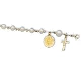14k Gold Communion Freshwater Pearl Rosary Bracelet