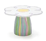Daisy Cake Plate Ceramic Stripe Design Hot Spring Color
