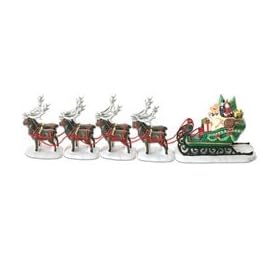 DEPARTMENT 56/HERITAGE VILLAGE COLLECTION/NORTH POLE SERIES "SLEIGH & EIGHT TINY REINDEER" SET OF 9 ACCESSORIES