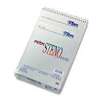 TOPS 80274 Prism 6x9 Gregg Ruled Steno Notebook, 80 Perforated Gray Sheets/Book, 4 Books/pk