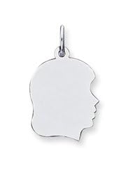 14k White Gold Plain Medium Facing Right Engravable Girl Charm