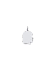 14k White Gold Plain Medium Facing Right Engravable Girl Charm