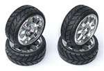 Team Associated 2407 8-Spoke Chrome Wheels and Tires NTC3 4