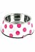 Petmate Stainless Style Medium Pet Bowl White with Pampered Pink Dots