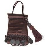 Nicole Miller Satin Universal Cell Phone Carry Case, Brown with Coins and Tassle
