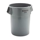 Trash Container, Round, Brute, 55 Gallon, Gray, 26.5 diameter RUB265500GY by Rubbermaid