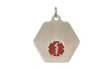 Large Classic Stainless Steel Red Medical ID Necklace 27