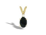 14K Yellow Gold Genuine Oval Black Onyx and Diamond Pendant