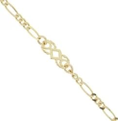 Ladies 14KT Yellow Gold Figaro Anklet - Spring Clasp