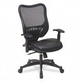 Office Star Executive High-Back Office Chair with Leather Seat and Headrest