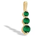 14K Yellow Gold Round Created Emerald 3-Stone Pendant