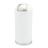 Dome Receptacle with Spring-Loaded Door, Round, Steel, 15gal, White