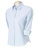 Devon & Jones Ladies' Three-Quarter-Sleeve Stretch Poplin Blouse