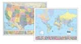 Us/World Rolled Laminated Maps 2 Pk