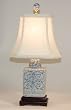 Soft Blue & White Rectangular Porcelain Accent Table Lamp
