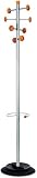 Alba PMSATWM Timby Coat Rack with Umbrella Stand, Four Knobs/Four Hooks, Steel, Metallic Gray