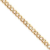 14k 9 Inch Solid Polished Diagonal Curb Link Anklet