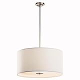 IMAGE OF Kichler Lighting 42122NI Crystal Persuasion - Three Light Inverted Pendant, Brushed Nickel Finish with Etched Glass with White Micro-Fiber Shade