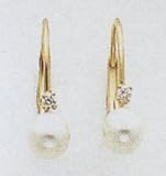 Pearl Leaverback Earrings with a Dimond - XLB50PLAA