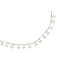 16" Liquid Silver with 15 White Cultured Freshwater Pearls Necklace