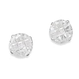 8mm Round CZ 9 Cut Design Earrings