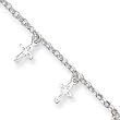 Sterling Silver Cross Charm Child's Bracelet - 6 inch