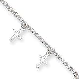 Sterling Silver Cross Charm Child's Bracelet - 6 inch
