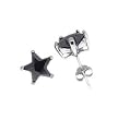 Sterling Silver Stud Earrings with Black CZ- Star Prong - 8 mm