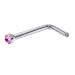 Pink Gem Micro Nose Ring L-Shaped