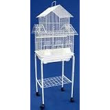 Canary Parakeet Cockatiel LoveBird Finch Bird Cage - 18x14x53 w Stand - 5844WHT S