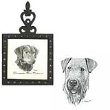 Airedale Terrier Square Trivet, Porcelain by Rosalinde (4.5' x 8')
