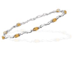 0.01 Cts Diamond and 1.56 Cts Citrine Bracelet in 14K White Gold by mycitrinejewelry