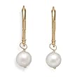 Grade AAA 5.5-6mm Cultured Akoya Pearl Drop Earrings with Yellow Gold Lever Backs