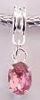 Silver Plated Charm Dangle Fits Pandora Pendant with Glass Pink Stone (1)